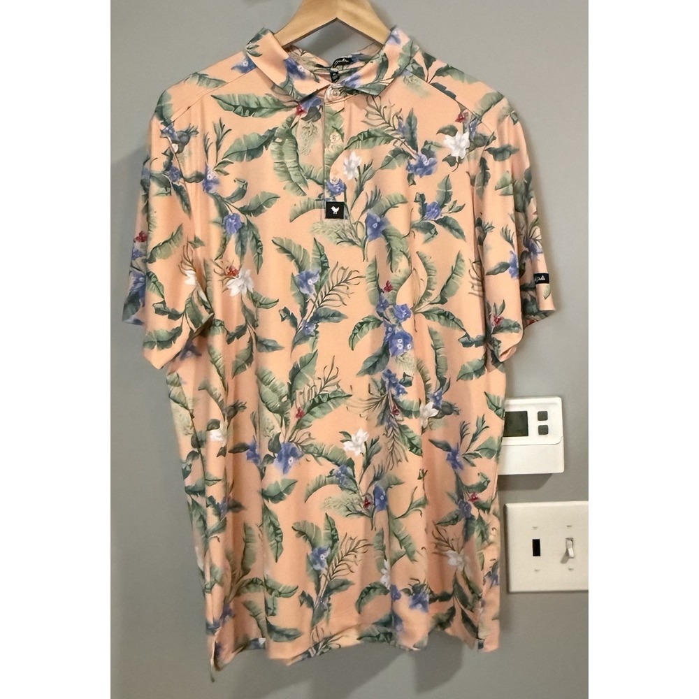Bad Birdie Shirt Core Polo Flora Fiesta Golf Athletic Floral Stretch Medium New